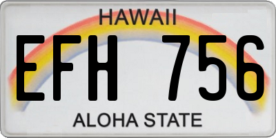 HI license plate EFH756