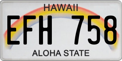 HI license plate EFH758