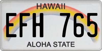 HI license plate EFH765