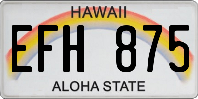 HI license plate EFH875