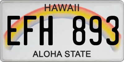 HI license plate EFH893