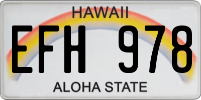 HI license plate EFH978