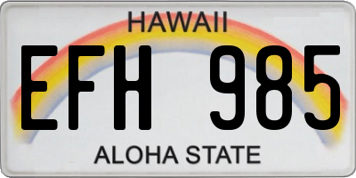 HI license plate EFH985