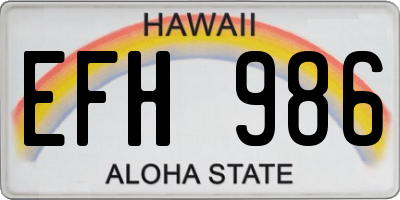 HI license plate EFH986