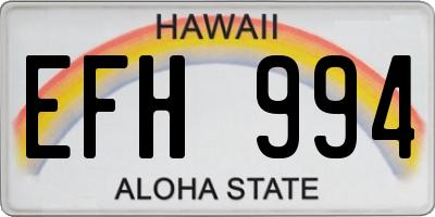 HI license plate EFH994