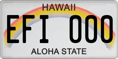 HI license plate EFI000