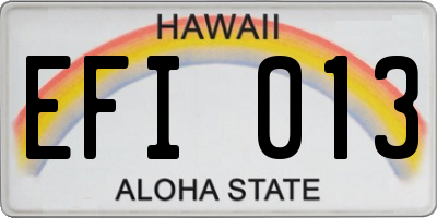 HI license plate EFI013