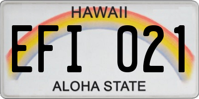 HI license plate EFI021