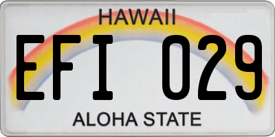 HI license plate EFI029