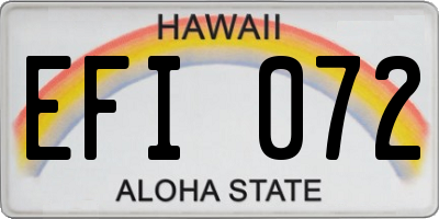HI license plate EFI072