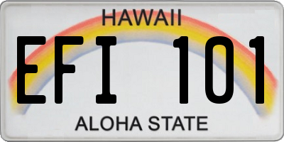 HI license plate EFI101