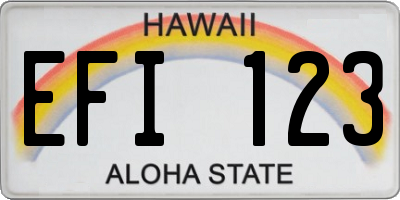 HI license plate EFI123