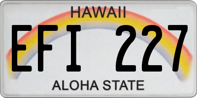 HI license plate EFI227