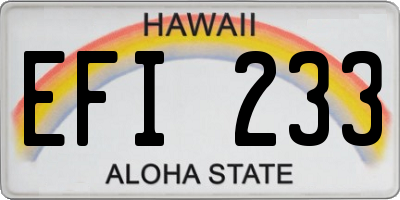 HI license plate EFI233