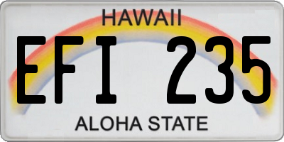 HI license plate EFI235