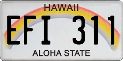 HI license plate EFI311