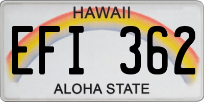 HI license plate EFI362