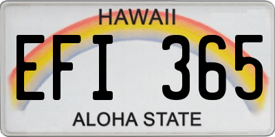 HI license plate EFI365