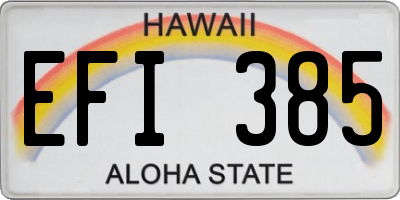 HI license plate EFI385