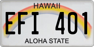 HI license plate EFI401