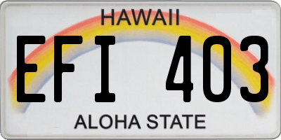HI license plate EFI403