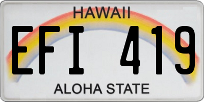 HI license plate EFI419
