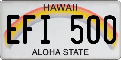 HI license plate EFI500