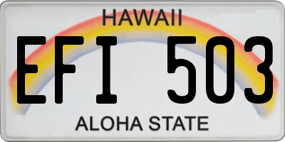 HI license plate EFI503