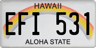 HI license plate EFI531