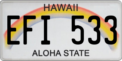 HI license plate EFI533