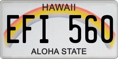 HI license plate EFI560