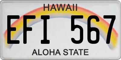HI license plate EFI567