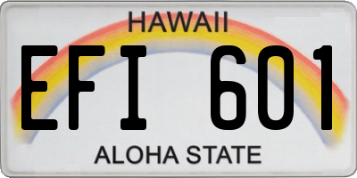 HI license plate EFI601