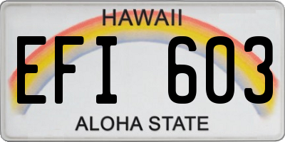 HI license plate EFI603