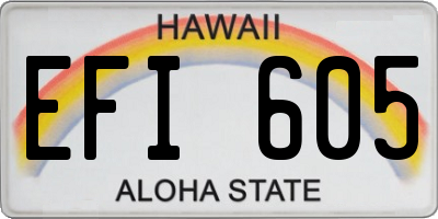 HI license plate EFI605