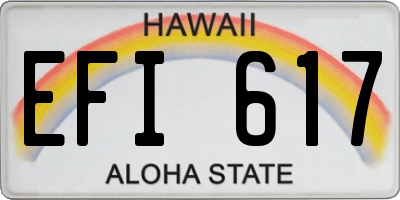 HI license plate EFI617