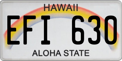 HI license plate EFI630