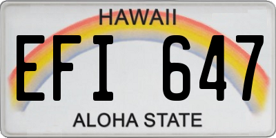 HI license plate EFI647