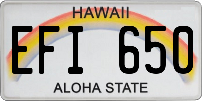 HI license plate EFI650