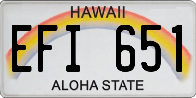 HI license plate EFI651