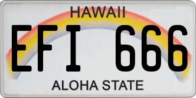 HI license plate EFI666