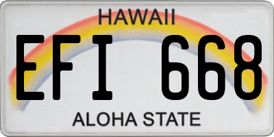 HI license plate EFI668