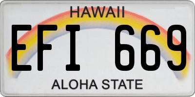 HI license plate EFI669