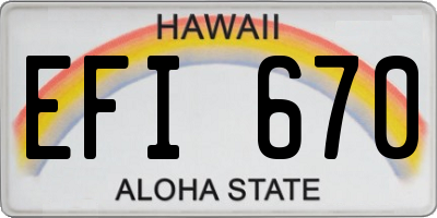 HI license plate EFI670