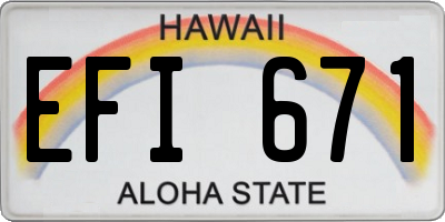 HI license plate EFI671