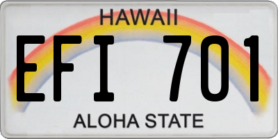 HI license plate EFI701