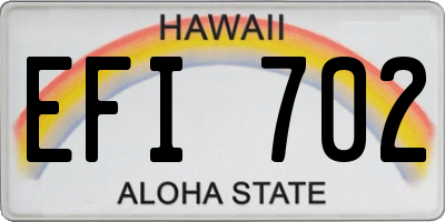 HI license plate EFI702