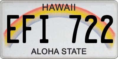 HI license plate EFI722