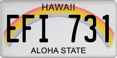 HI license plate EFI731