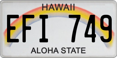 HI license plate EFI749